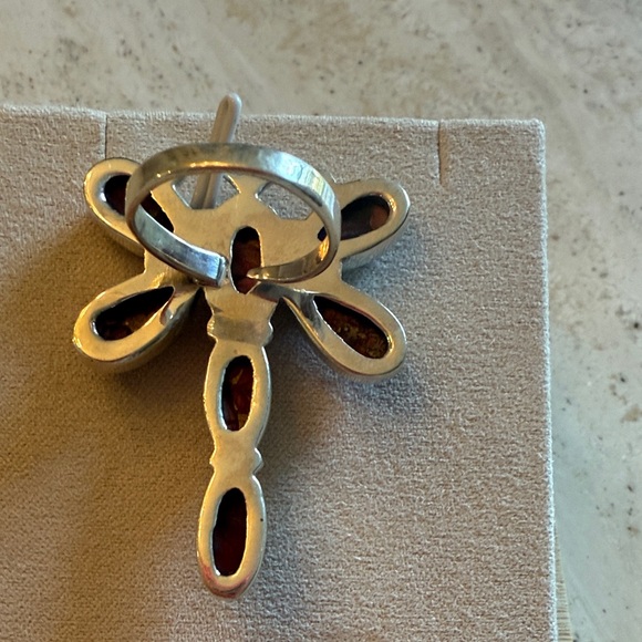 Red Mojave Turquoise Dragonfly Ring OS - Picture 3 of 6